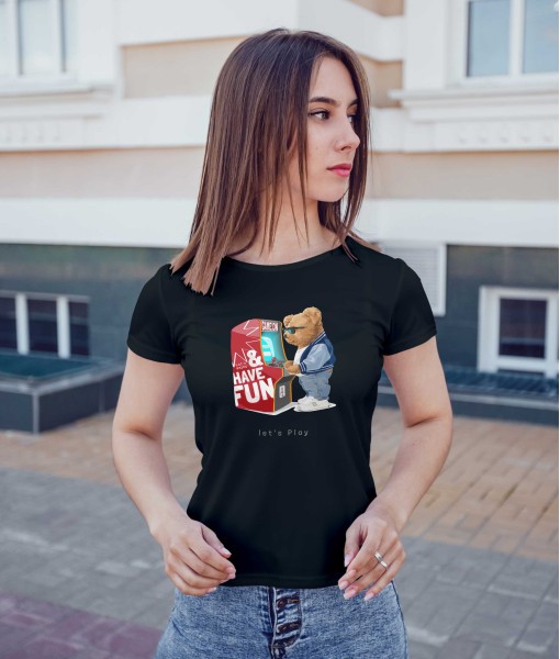 Дамска тениска с щампа Мечета Lets Play